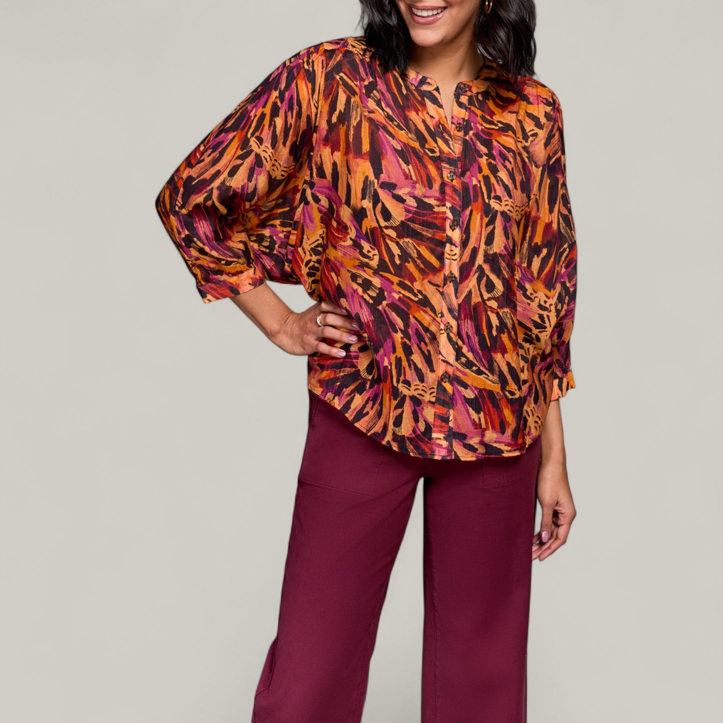 Tribal - Flowy Dolman Sleeve Blouse