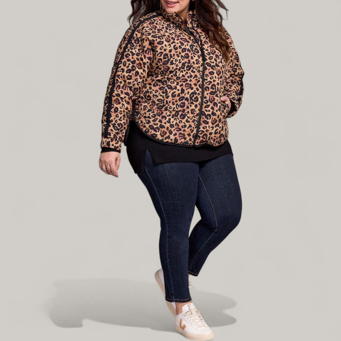 Tribal - Lightweight Drop Shoulder Quilted Puffer Jacket (Plus Size)