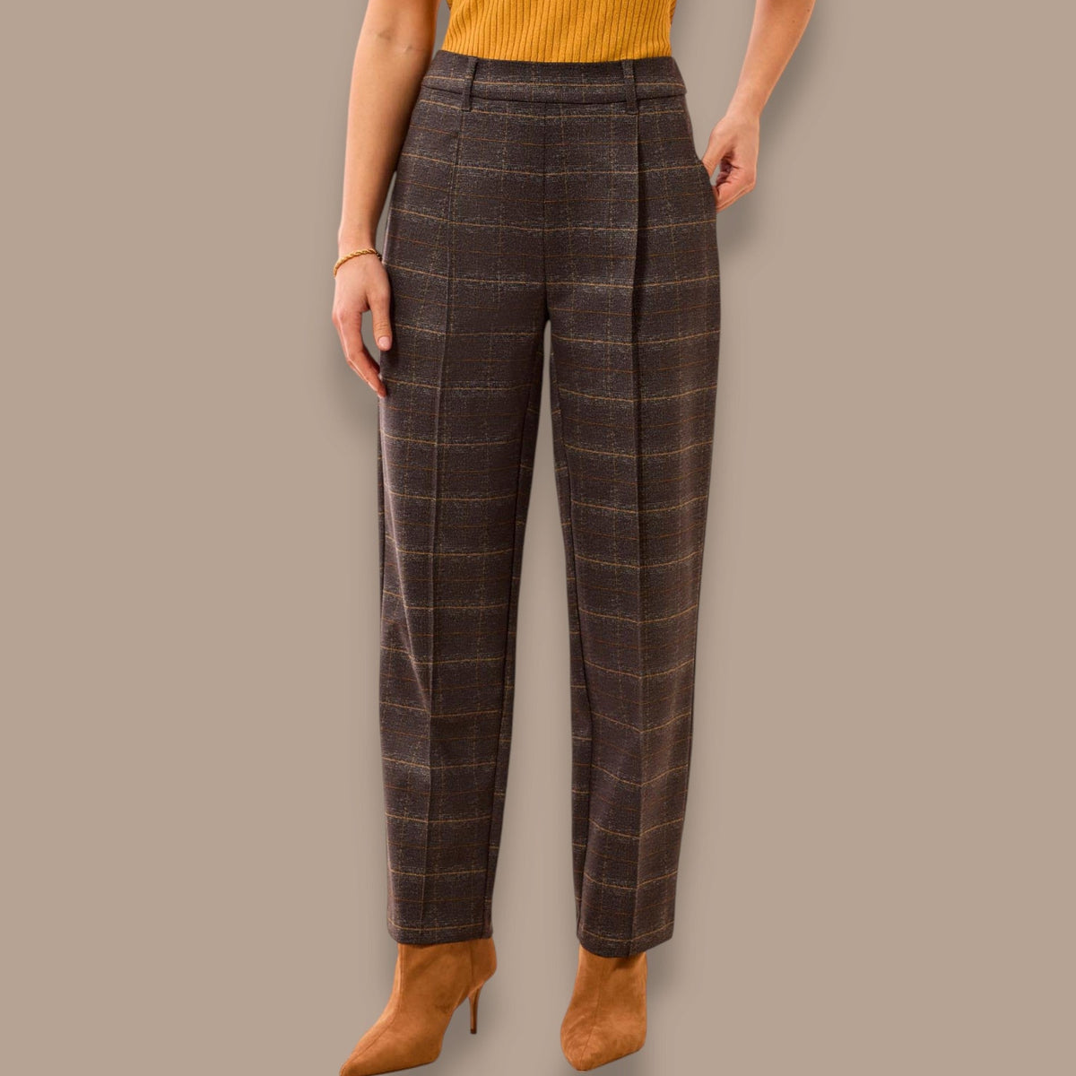 Tribal - Plaid Pull-On Ankle Pant With Pockets