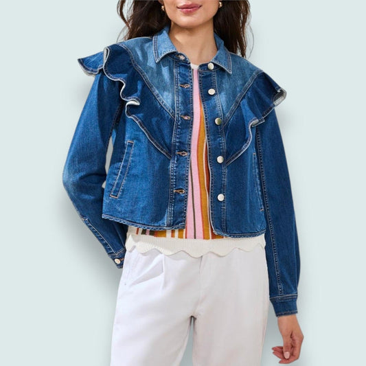 Tribal - Denim Jacket With Ruffle Detail