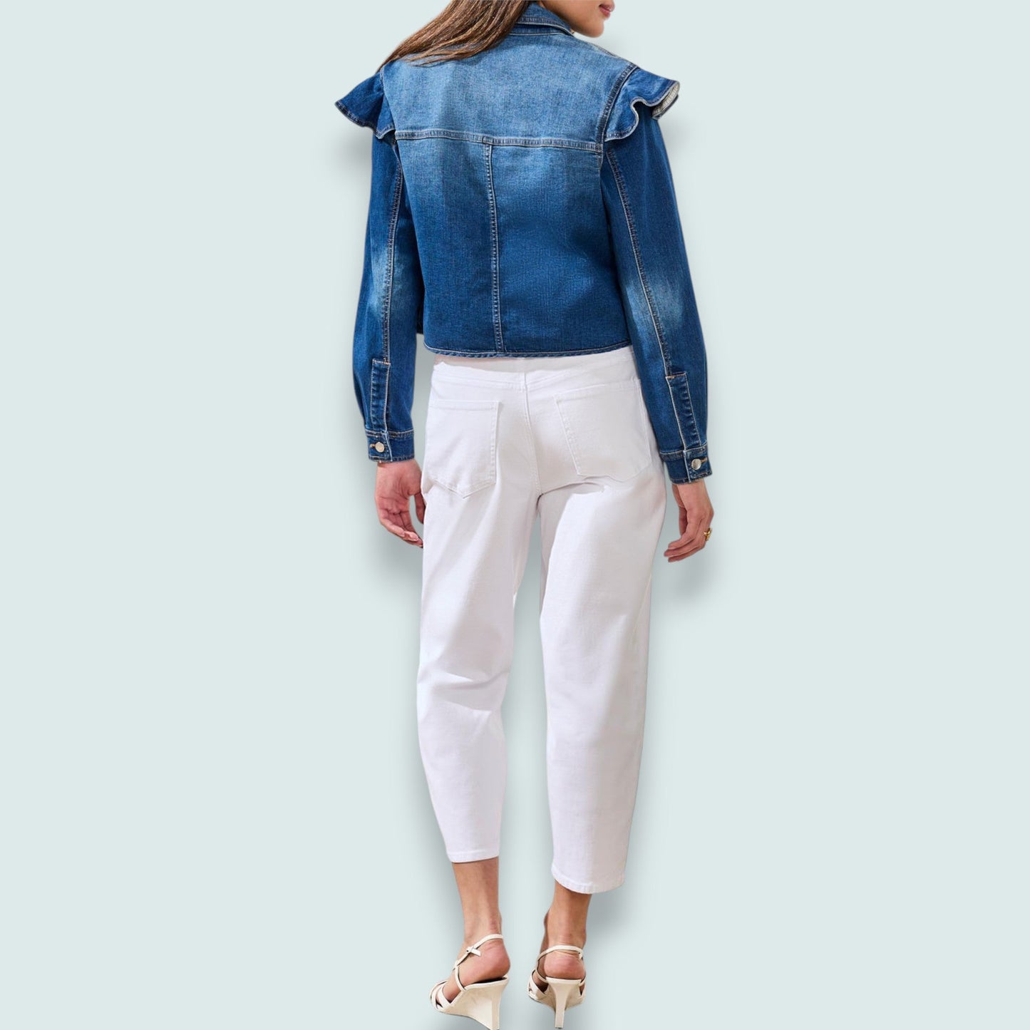 Tribal - Denim Jacket With Ruffle Detail