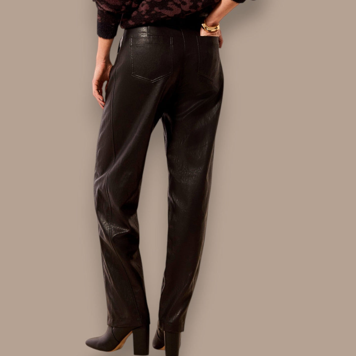 Tribal - Faux Leather Barrel Leg Pants