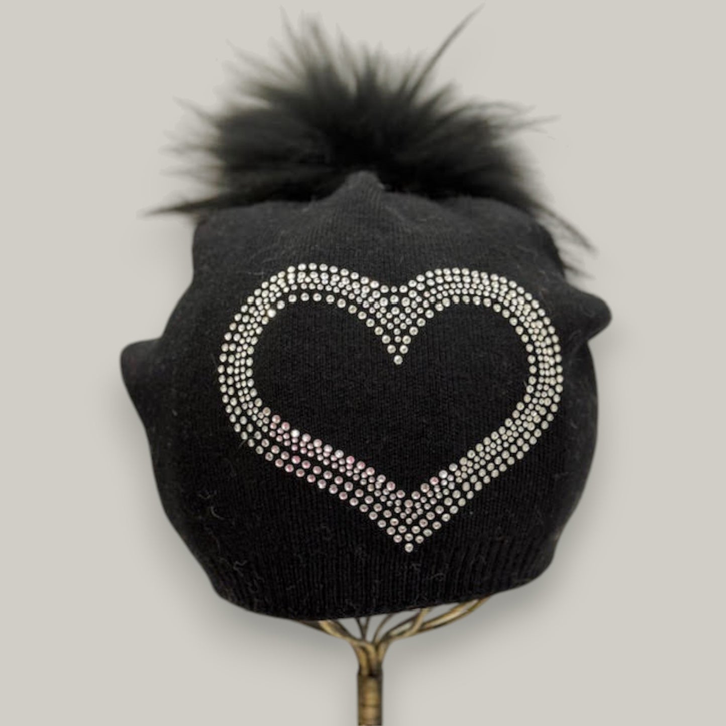 Audrey's - Bling Open Heart Pom-Pom Hat