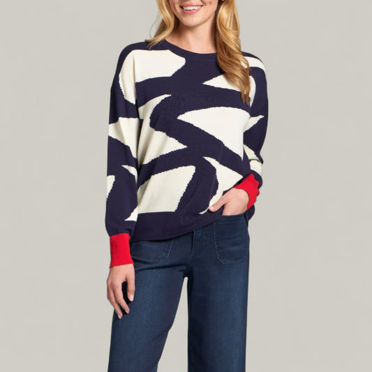 APNY - Graphic Pullover Sweater With Contrast Cuffs.