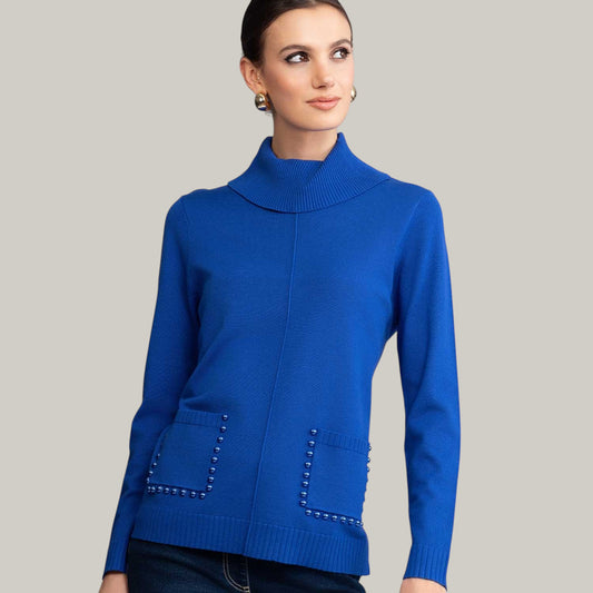 Alison Sheri - Pearl Trim Pocket Detail Sweater