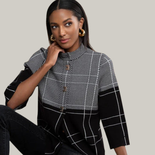 Alison Sheri - Black & White Check Cardigan