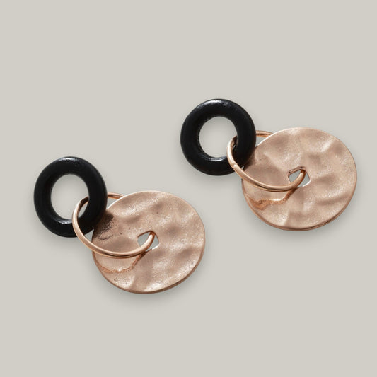 Merx - Three Tier Gold & Black Earrings