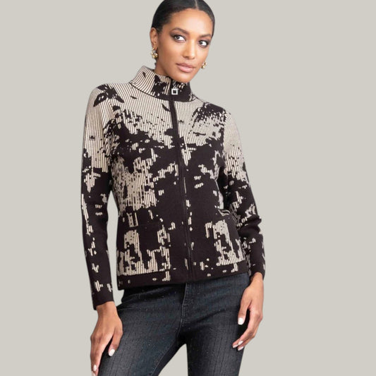 Alison Sheri - Patterned Zip Cardigan