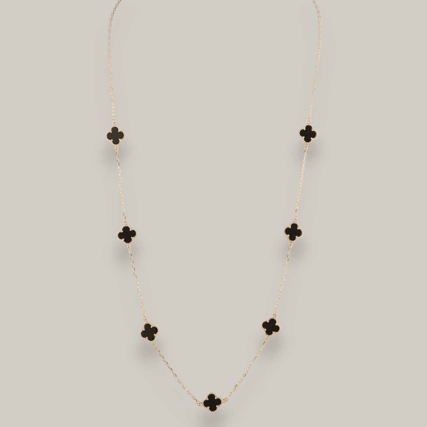 Merx - Black Enamel Clover Necklace