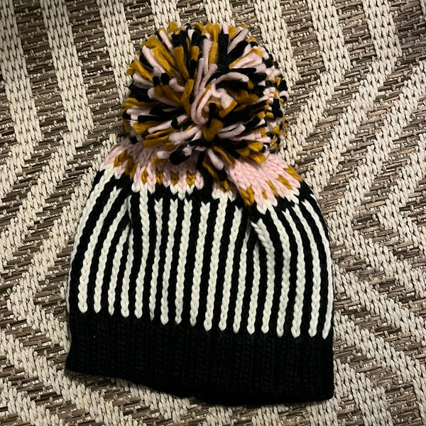 Shirleah - Pin Striped Pom-Pom Hat
