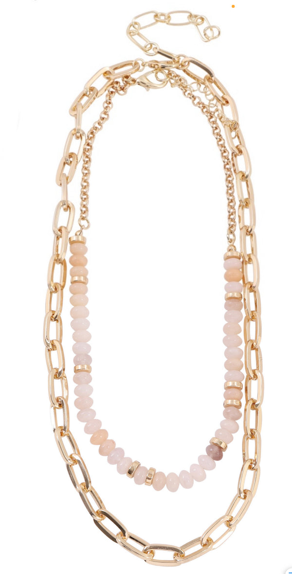 Merx - Two Piece Chain Beaded Necklace