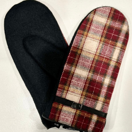 Marron - Plaid Mitts With Belt Detail